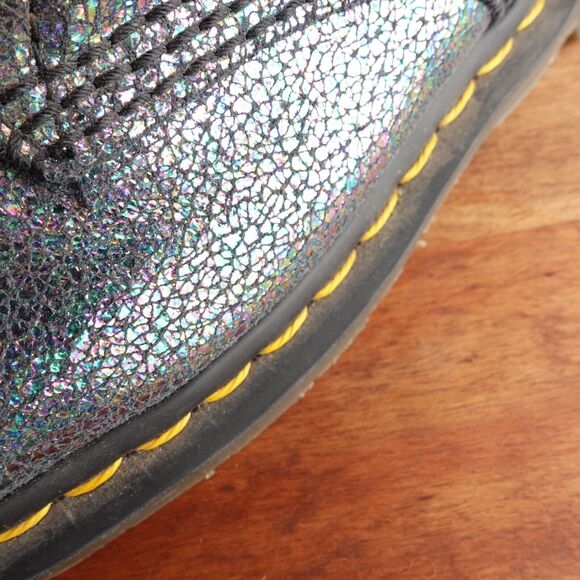 Dr. Martens Combat Boots Womens SZ 8 Gray Iridescent Pascal Lace Up 8 Eye Casual - Picture 15 of 16